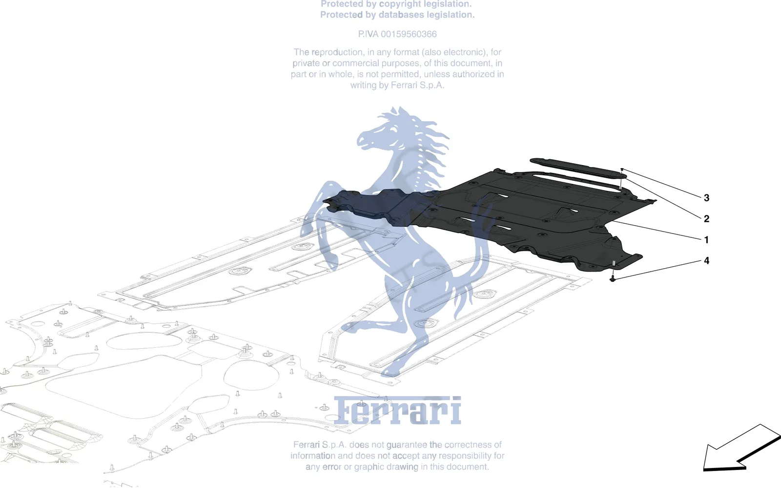 Ferrari Portofino Rear Shields exploded diagram