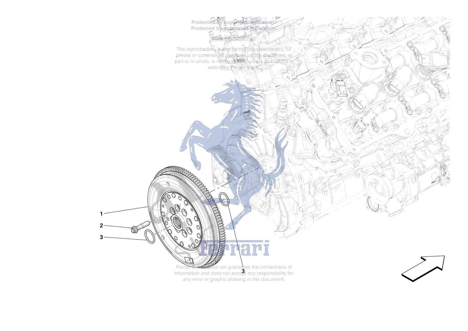Ferrari Purosangue [ENGINE] - B.6 - ENGINE FLYWHEEL exploded diagram