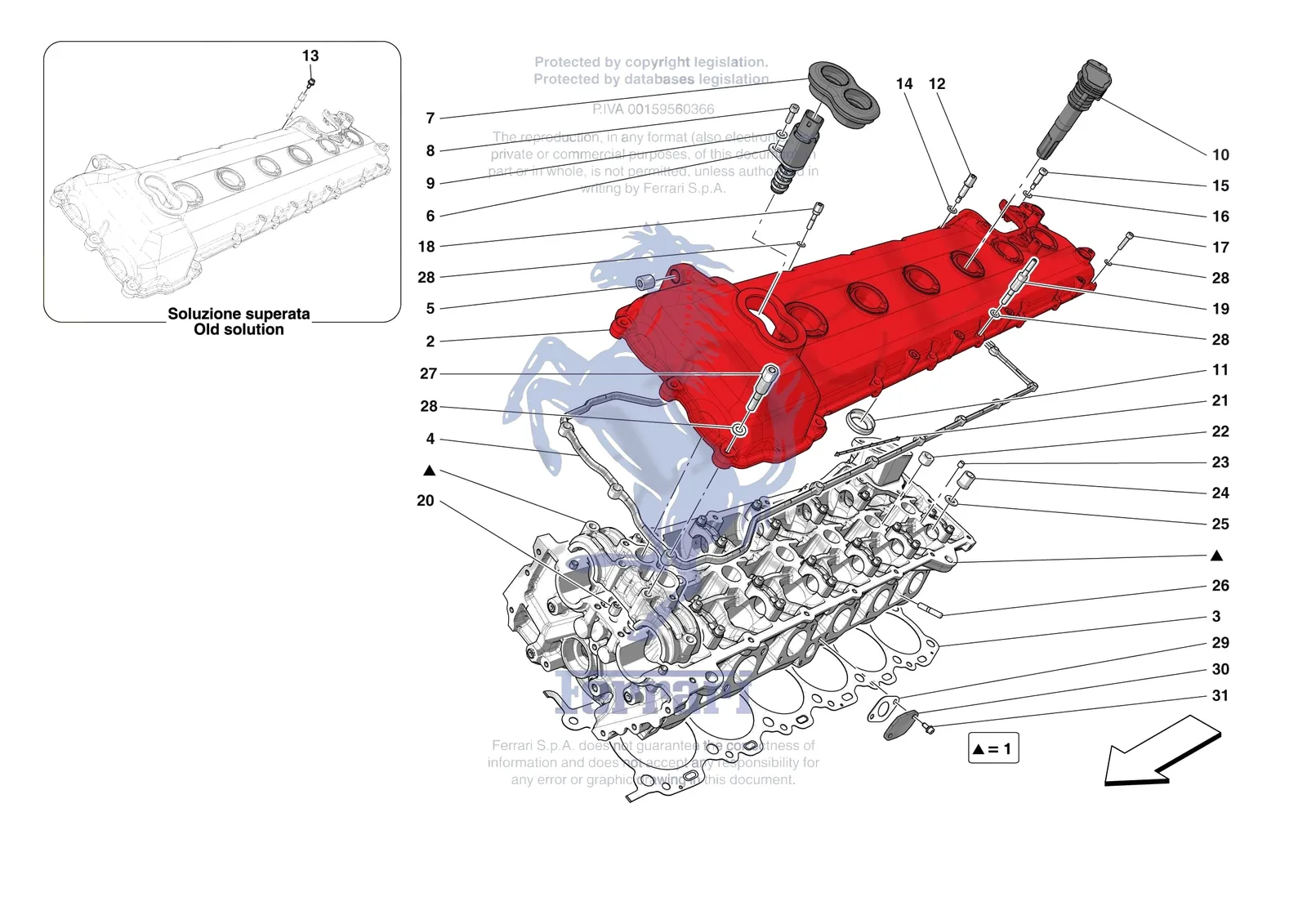 Ferrari Purosangue [ENGINE] - B.08.02 - CYLINDER HEADS - LH HEAD exploded diagram