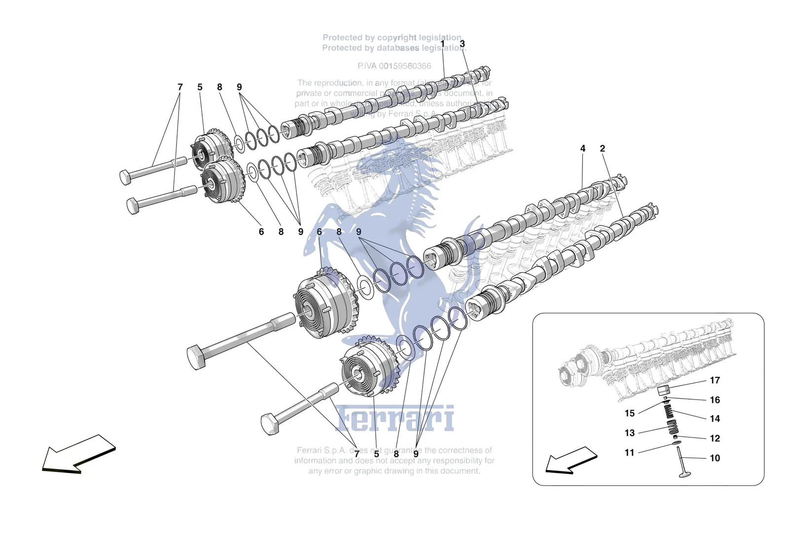 Ferrari Purosangue [ENGINE] - B.08.03 - CYLINDER HEADS - TIMING exploded diagram