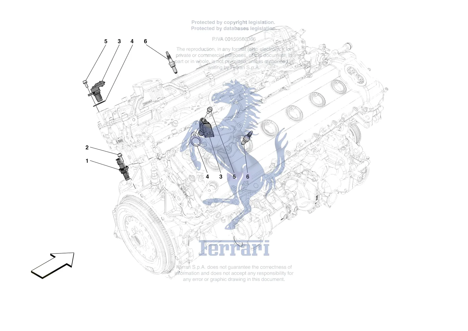 Ferrari Purosangue [ENGINE] - B.16 - IGNITION COIL SPARK PLUGS AND SENSORS exploded diagram