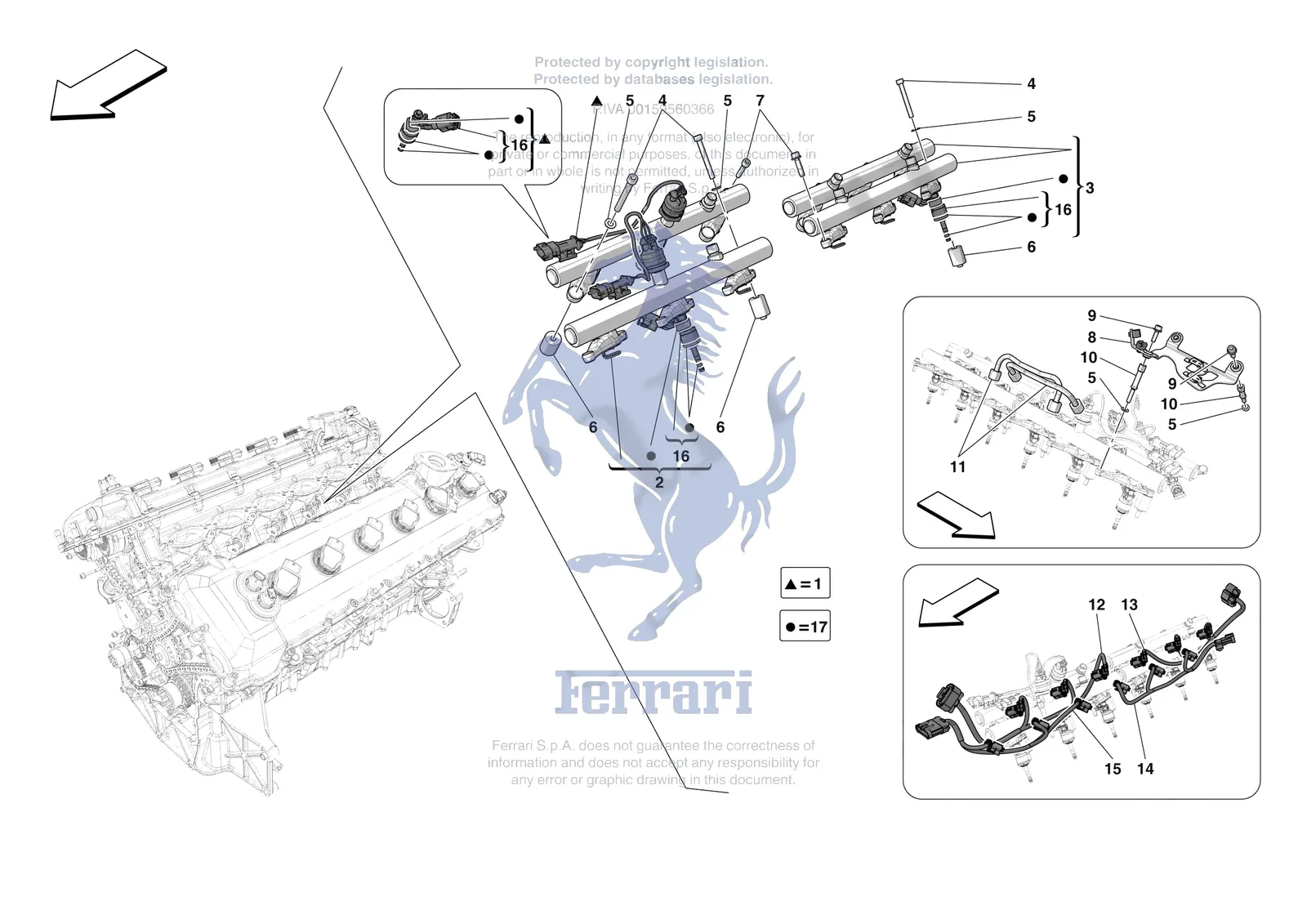 Ferrari Purosangue [ENGINE] - B.17 - INJECTOR PIPES exploded diagram