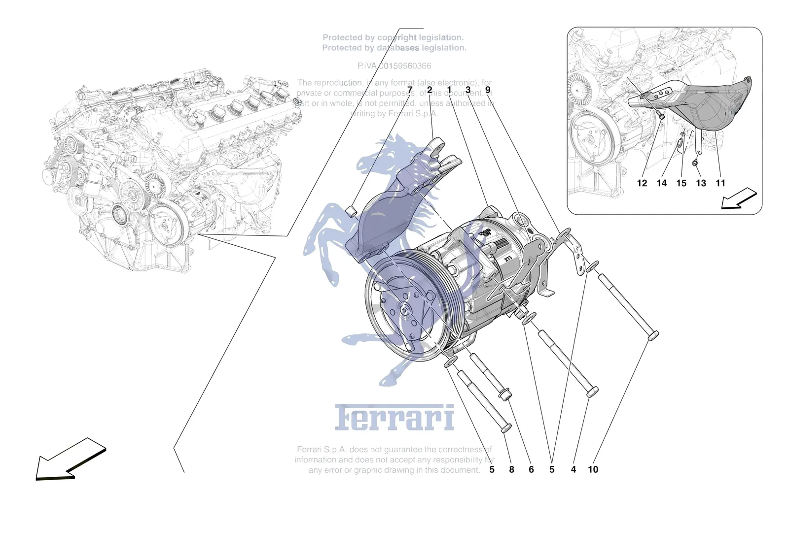 Ferrari Purosangue [ENGINE] - B.29 - AC COMPRESSOR exploded diagram