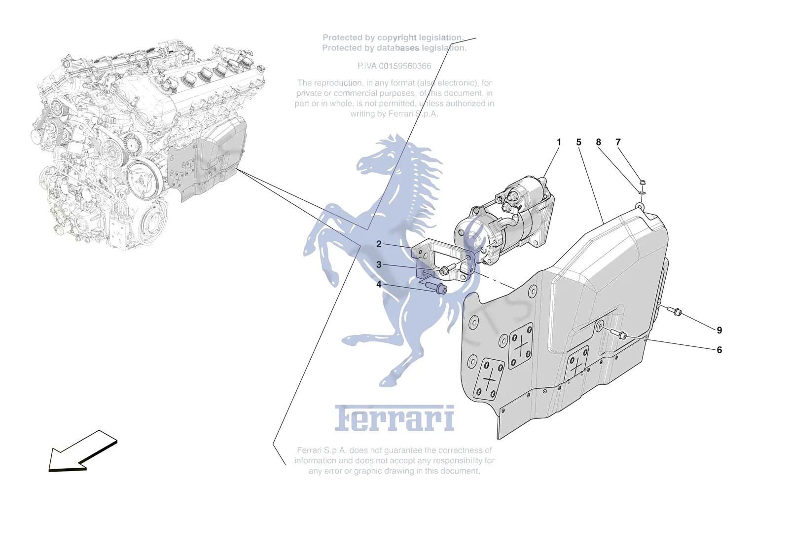 Ferrari Purosangue [ENGINE] - B.31 - ELECTRIC STARTER MOTOR exploded diagram