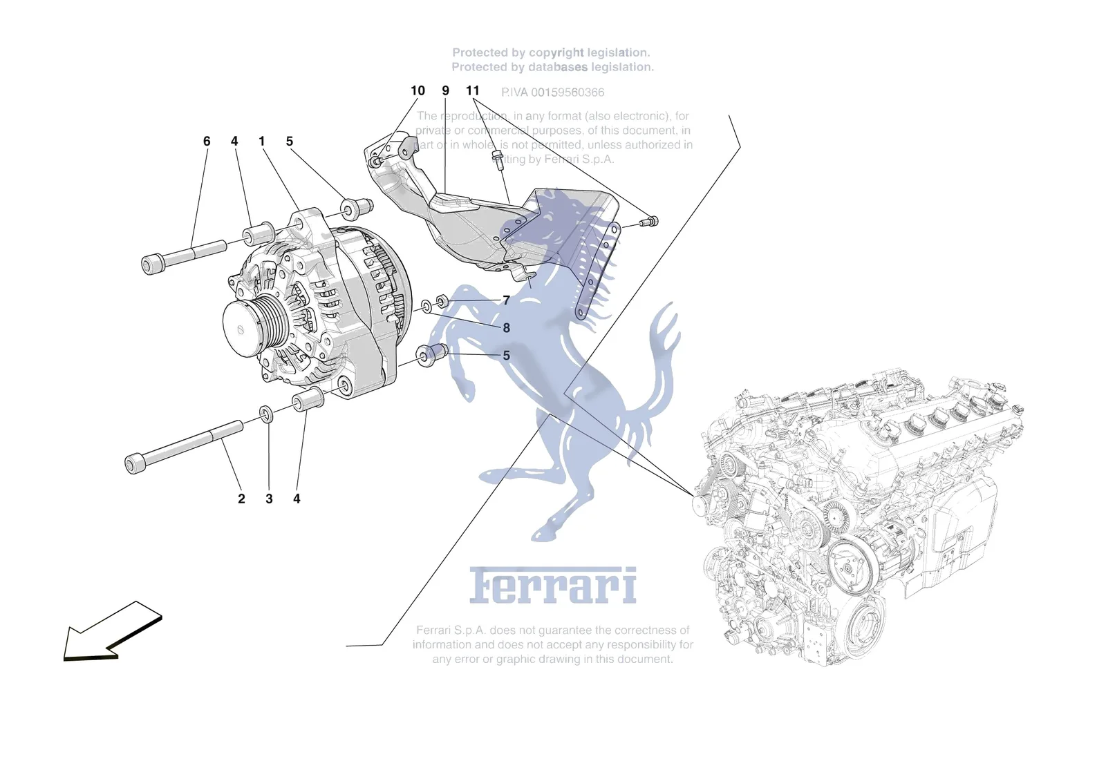 Ferrari Purosangue [ENGINE] - B.32 - ALTERNATOR exploded diagram