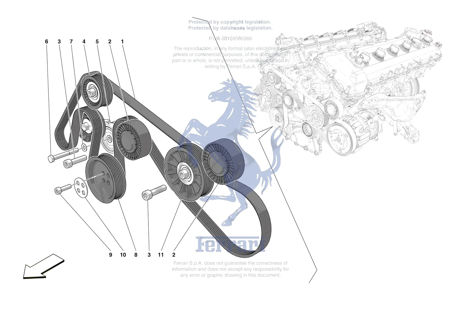 Ferrari Purosangue [ENGINE] - B.33 - ALTERNATOR DRIVE exploded diagram