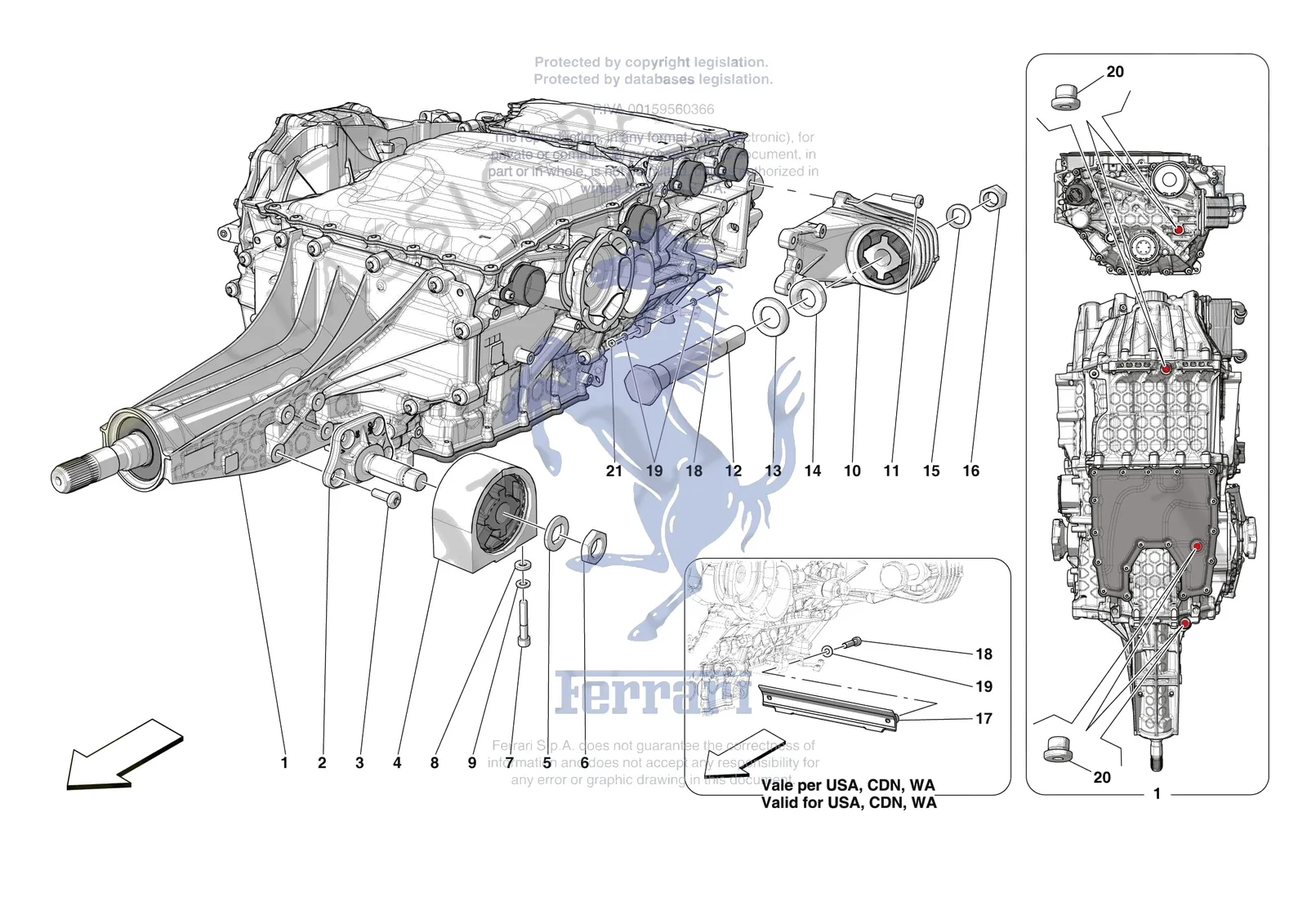 Ferrari Purosangue [GEARBOX] - C.1 - GEARBOX AND FASTENERS exploded diagram