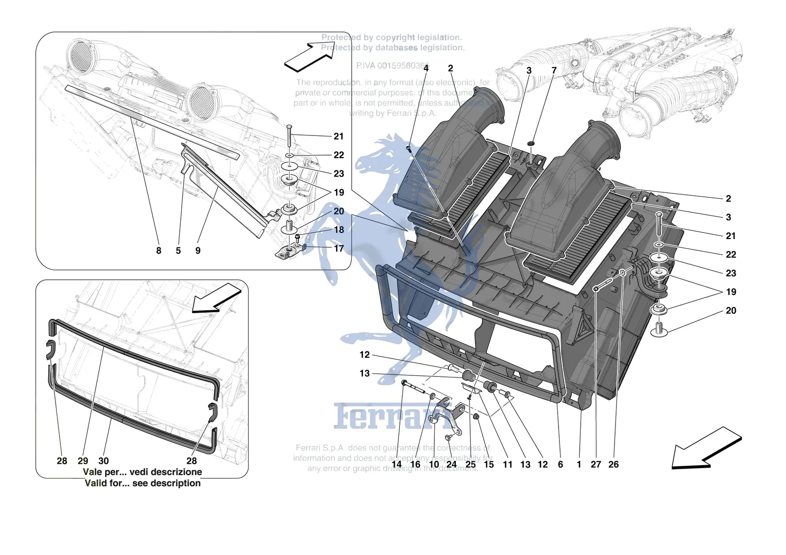 Ferrari Purosangue [MECHANICAL SYSTEM] - D.04.01 - AIR FILTER AIR INTAKE AND DUCTS exploded diagram