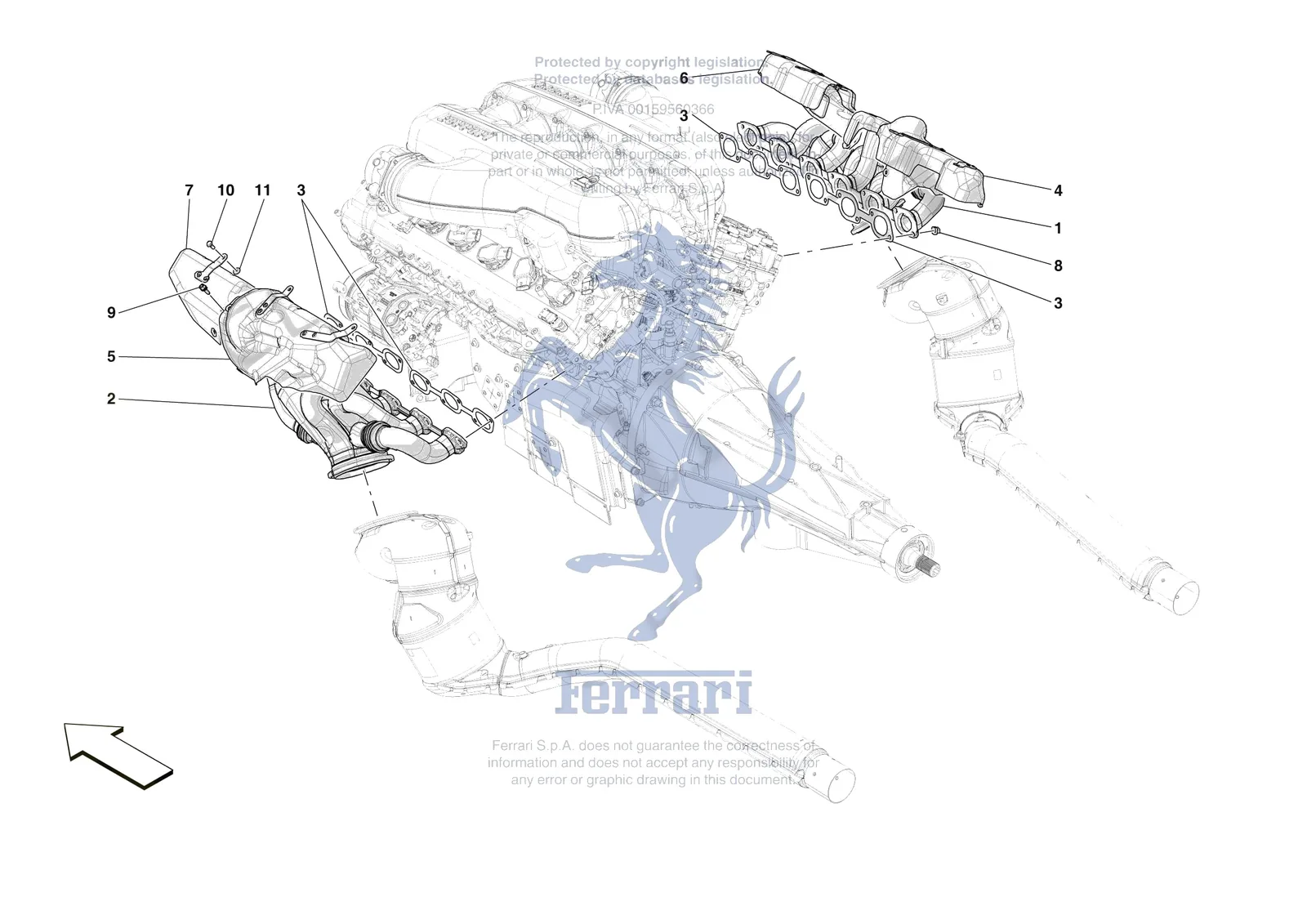 Ferrari Purosangue [MECHANICAL SYSTEM] - D.7 - EXHAUST MANIFOLD exploded diagram