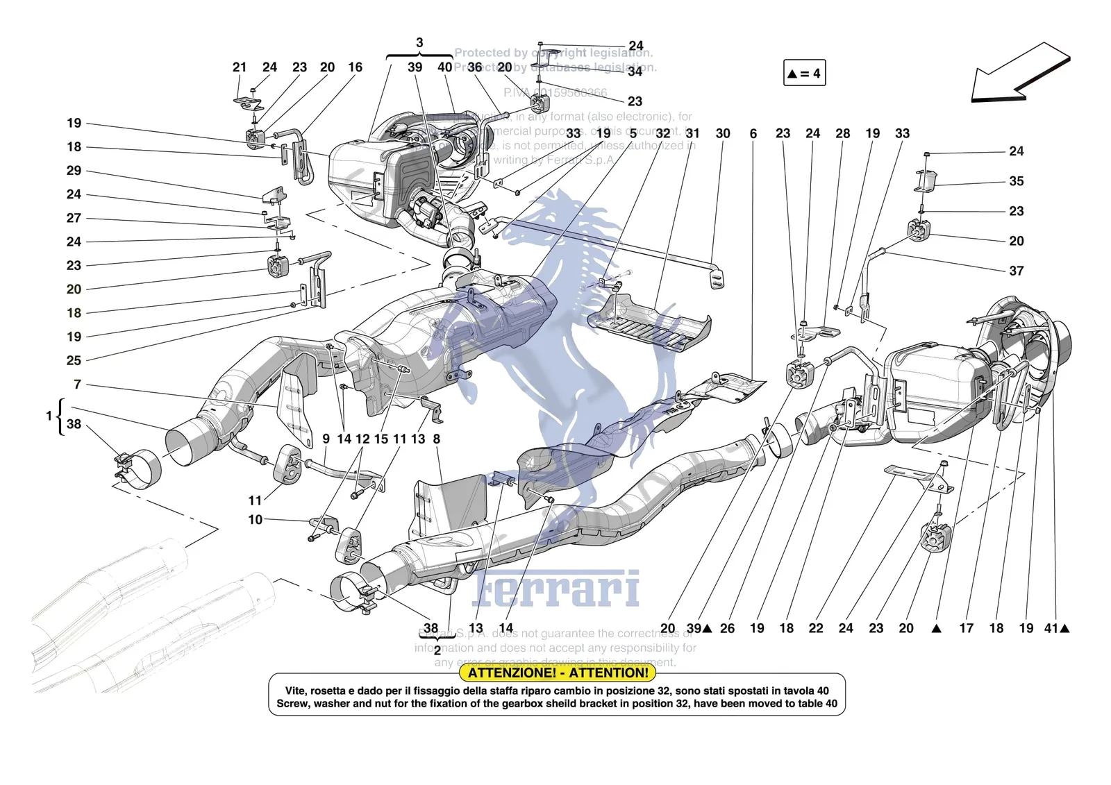 Ferrari Purosangue [MECHANICAL SYSTEM] - D.08.02 - EXHAUST SYSTEM - REAR exploded diagram