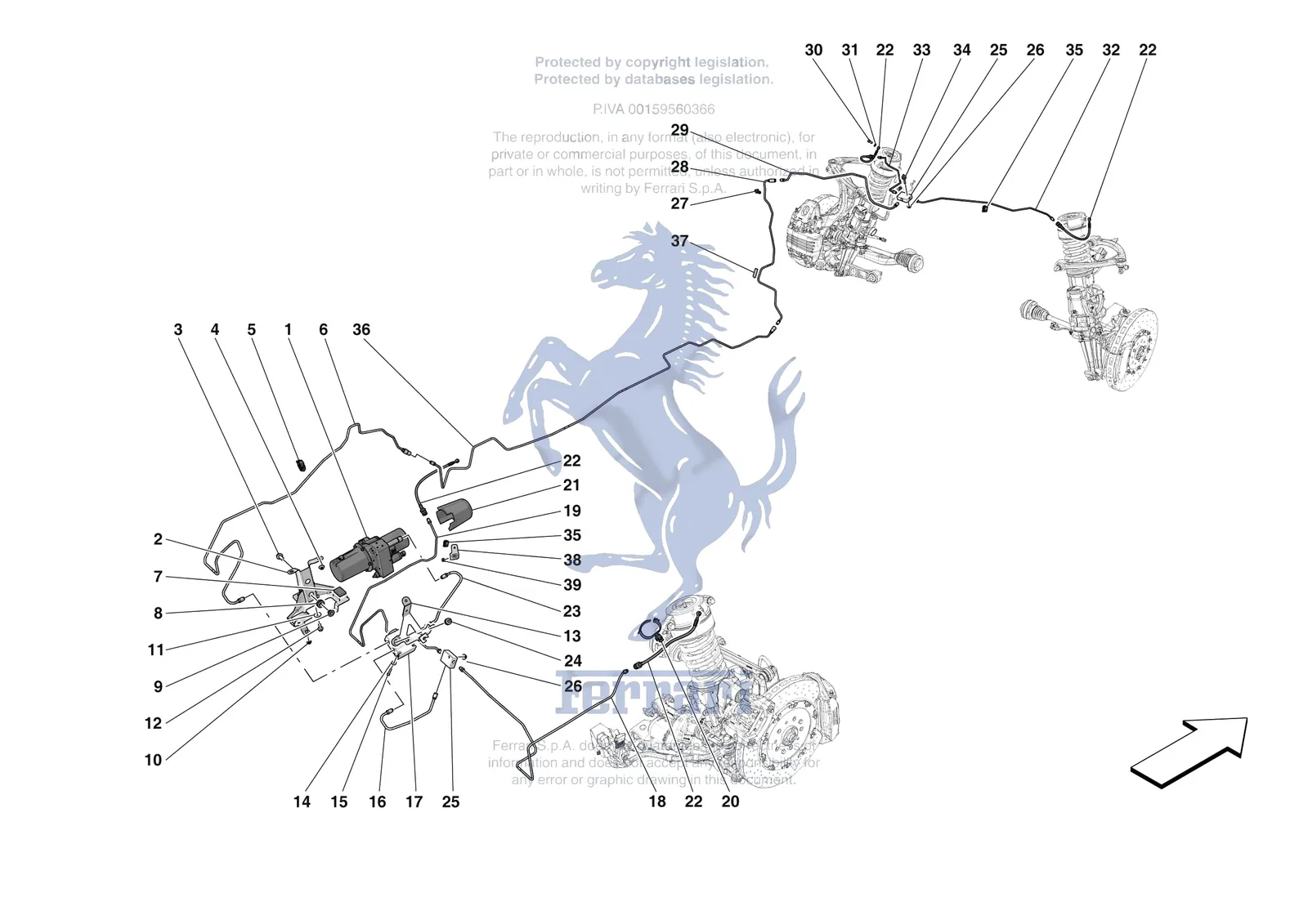 Ferrari Purosangue [MECHANICAL SYSTEM] - D.18 - LIFTING THE VEHICLE exploded diagram