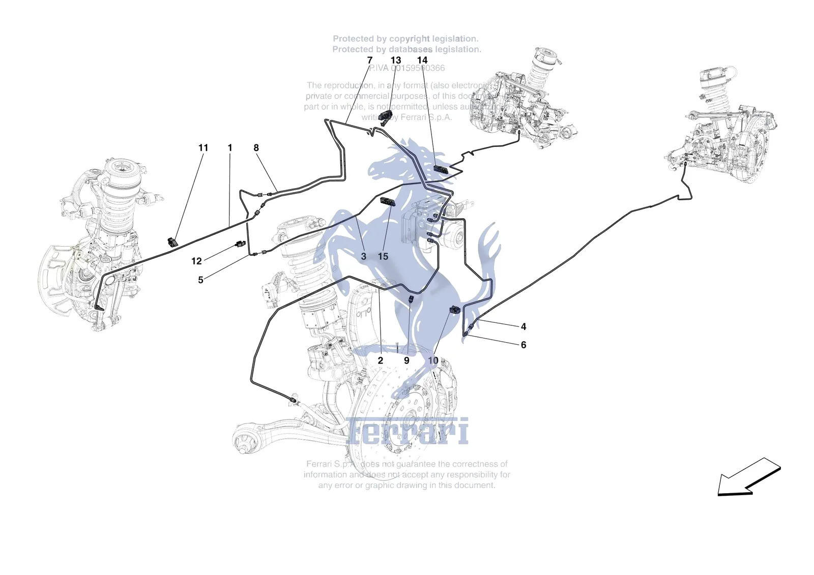 Ferrari Purosangue [MECHANICAL SYSTEM] - D.23 - HYDRAULIC BRAKE CONTROL PIPES -Not for RHD- exploded diagram