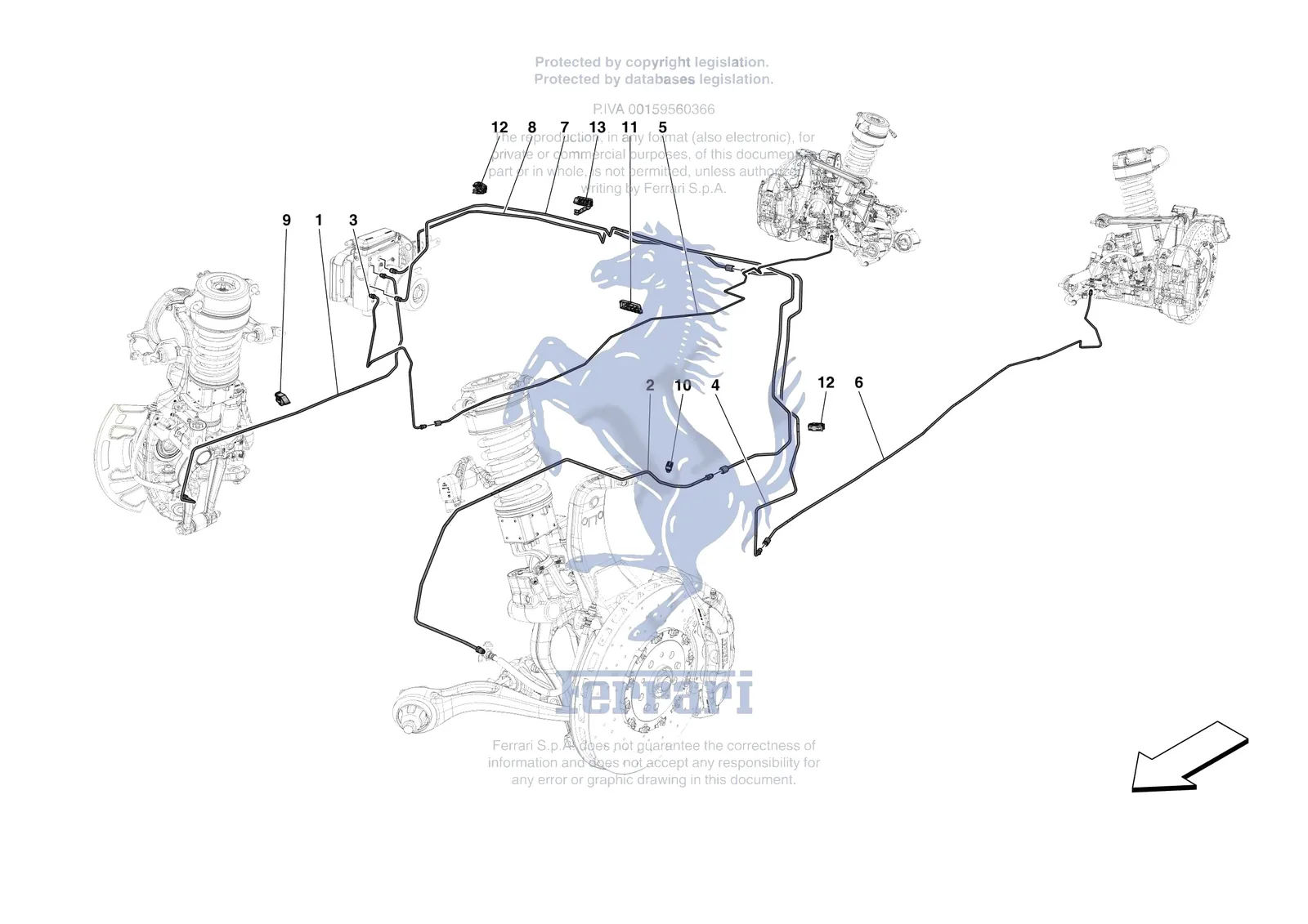 Ferrari Purosangue [MECHANICAL SYSTEM] - D.23 - HYDRAULIC BRAKE CONTROL PIPES -Applicable for RHD- exploded diagram