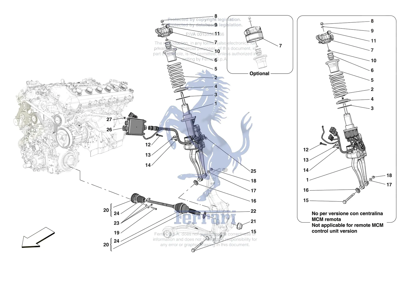 Ferrari Purosangue [MECHANICAL SYSTEM] - D.25.01 - FRONT SUSPENSION - SHOCK ABSORBERS exploded diagram
