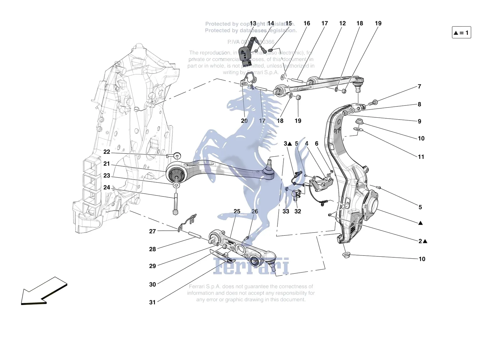 Ferrari Purosangue [MECHANICAL SYSTEM] - D.25.02 - FRONT SUSPENSION - ARMS exploded diagram