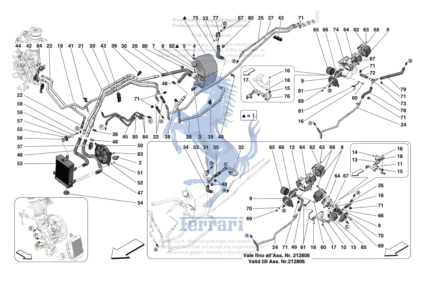 Ferrari Purosangue [MECHANICAL SYSTEM] - D.25.04 - FRONT SUSPENSION - COOLING exploded diagram