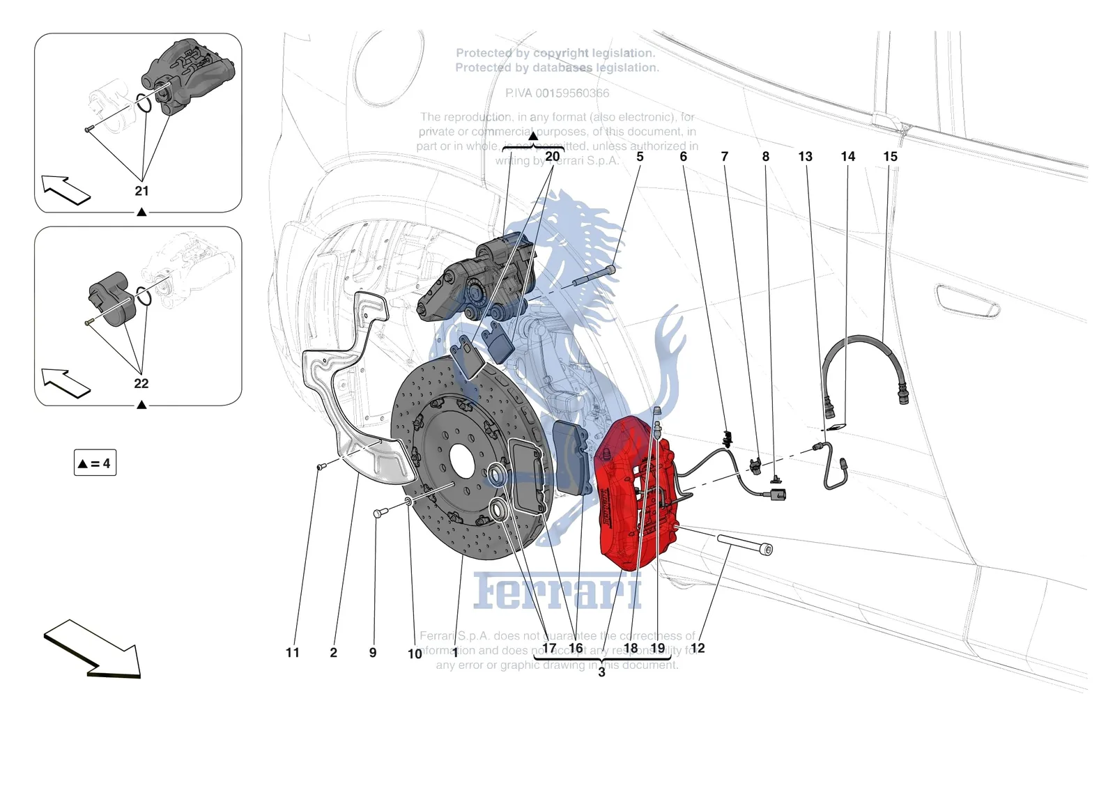 Ferrari Purosangue [MECHANICAL SYSTEM] - D.27.03 - REAR SUSPENSION - CALIPERS AND DISCS exploded diagram