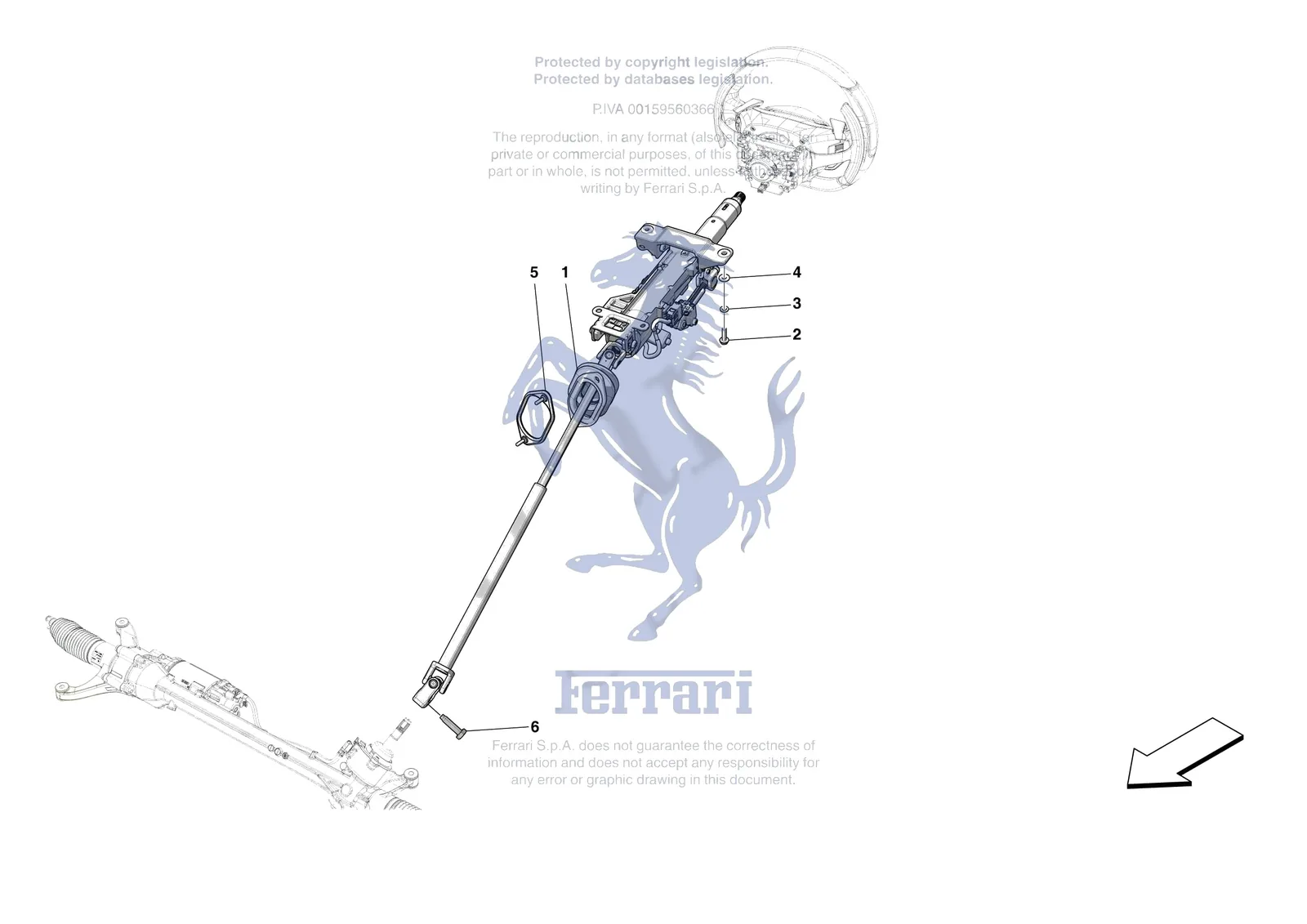 Ferrari Purosangue [MECHANICAL SYSTEM] - D.30.01 - STEERING WHEEL AND STEERING SYSTEM - STEERING COLUMN exploded diagram