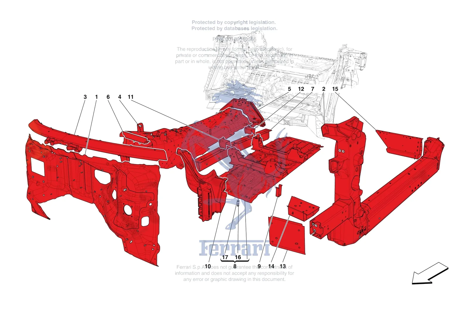 Ferrari Purosangue [VEHICLE TRIM] - E.01.02 - STRUCTURES AND ELEMENTS CENTRE OF VEHICLE exploded diagram