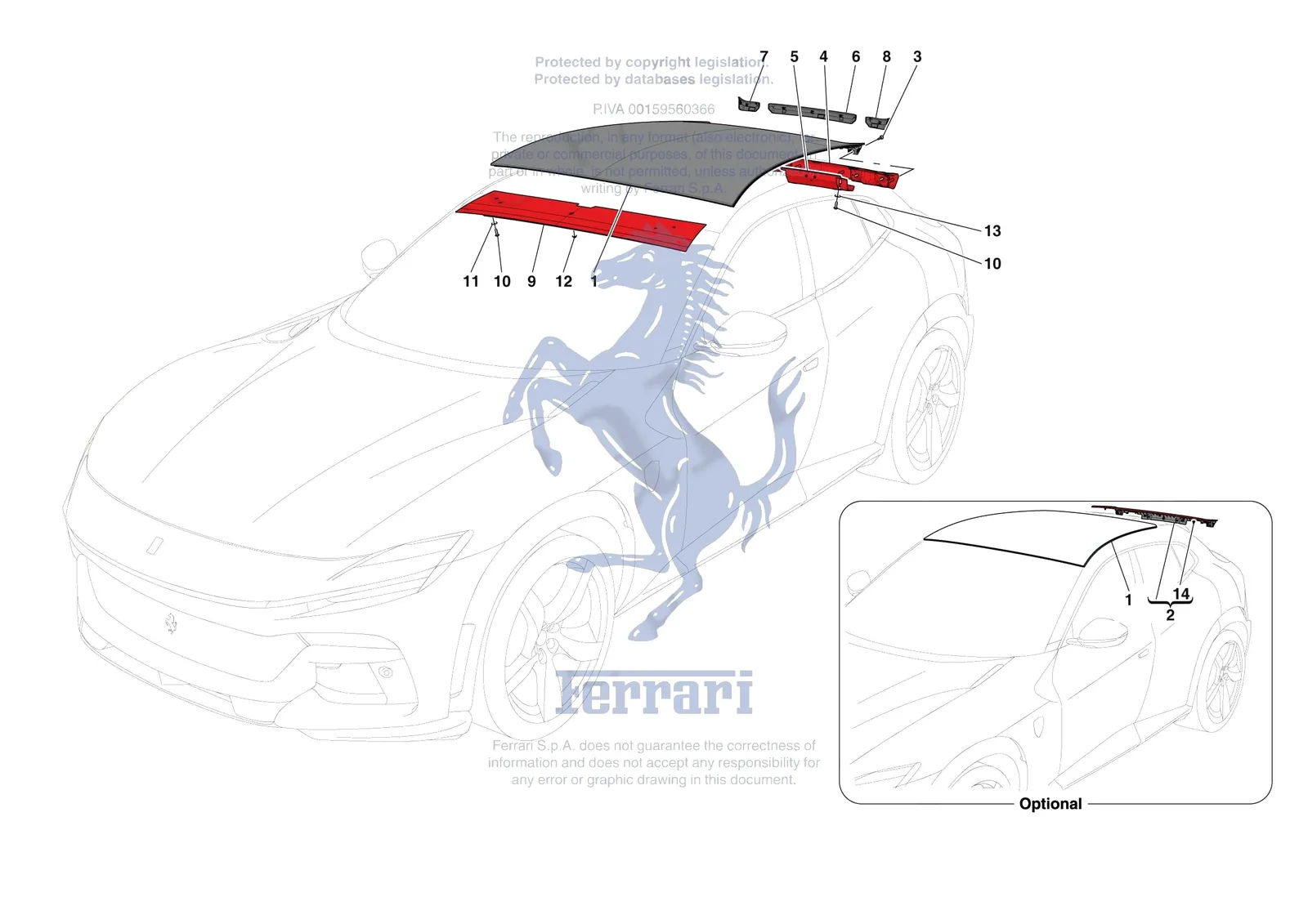 Ferrari Purosangue [VEHICLE TRIM] - E.3 - ROOF exploded diagram