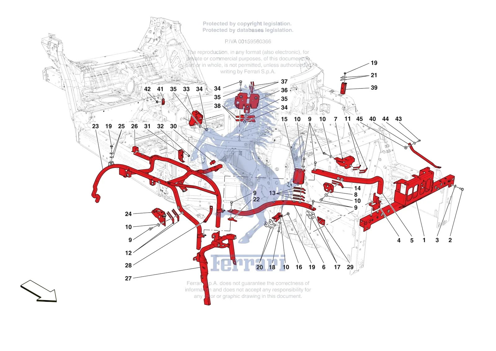 Ferrari Purosangue [VEHICLE TRIM] - E.5 - FRONT SUBSTRUCTURE exploded diagram