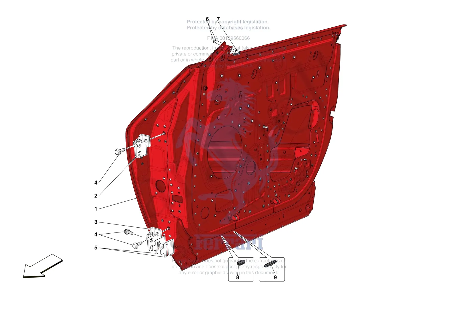Ferrari Purosangue [VEHICLE TRIM] - E.08.01 - FRONT DOOR SUBSTRUCTURE exploded diagram