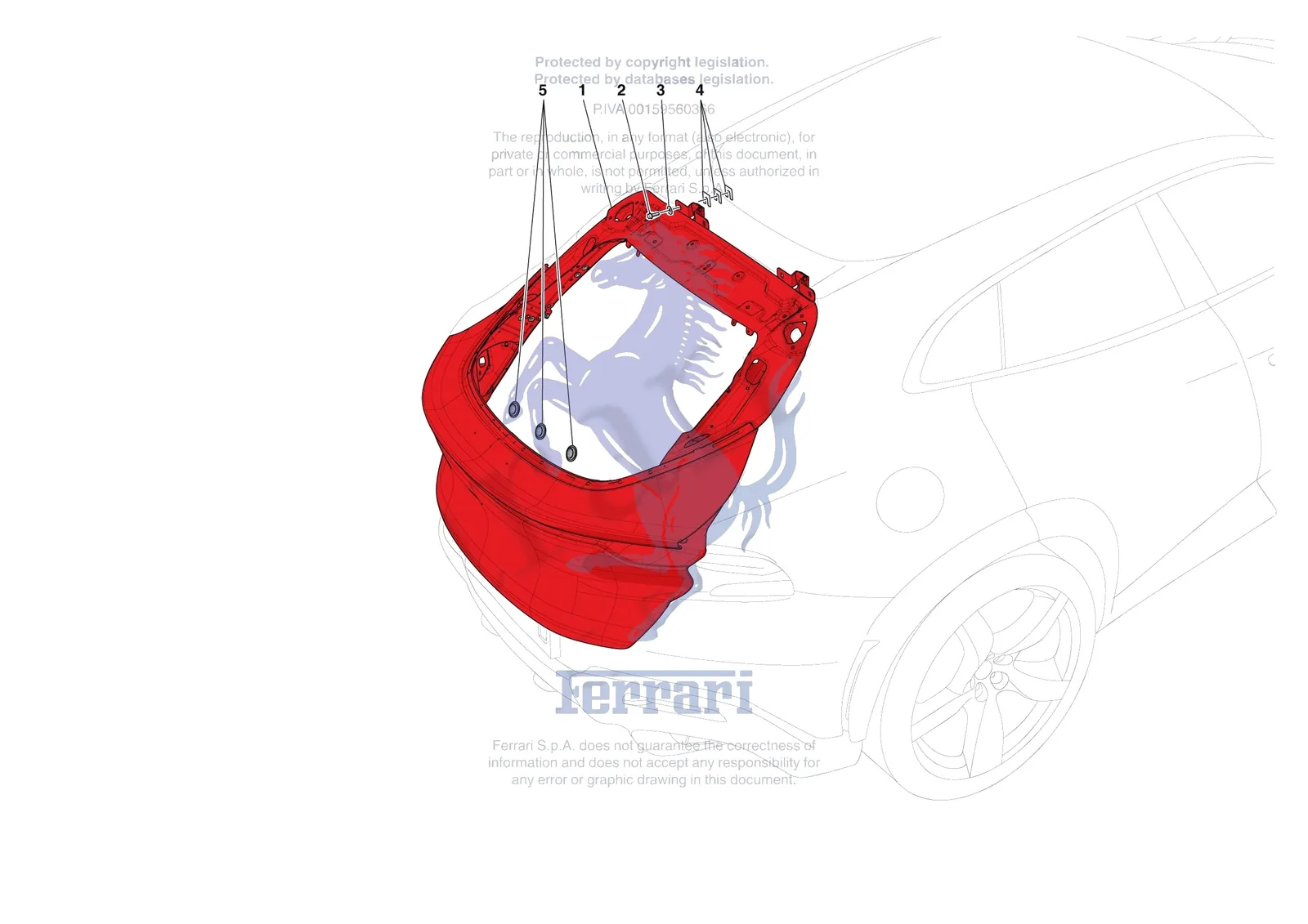 Ferrari Purosangue [VEHICLE TRIM] - E.10 - REAR LID SUBSTRUCTURE exploded diagram