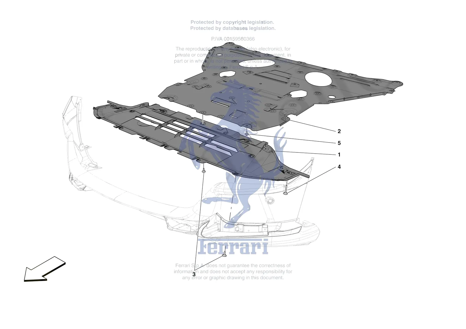 Ferrari Purosangue [VEHICLE TRIM] - E.14 - FRONT SHIELDS exploded diagram