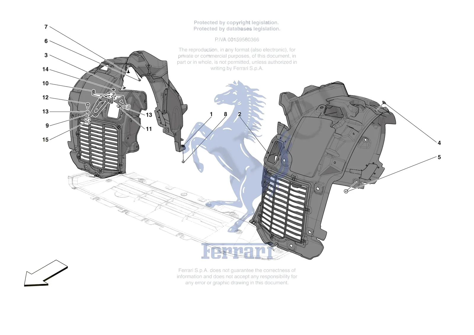 Ferrari Purosangue [VEHICLE TRIM] - E.17 - FRONT WHEELHOUSE exploded diagram