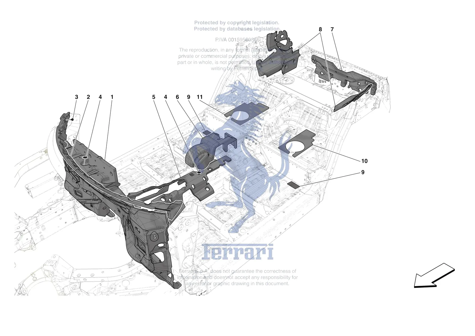 Ferrari Purosangue [VEHICLE TRIM] - E.19 - INTERNAL CABIN INSULATION exploded diagram