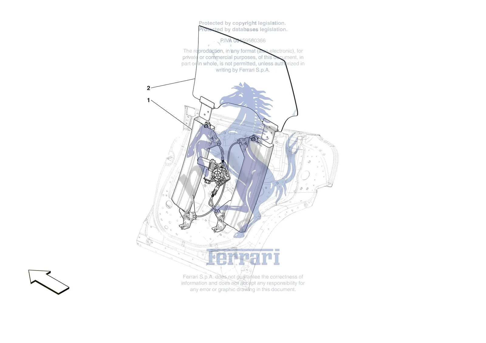 Ferrari Purosangue [VEHICLE TRIM] - E.29.06 - REAR DOORS - WINDOW AND WINDOW LIFTER exploded diagram