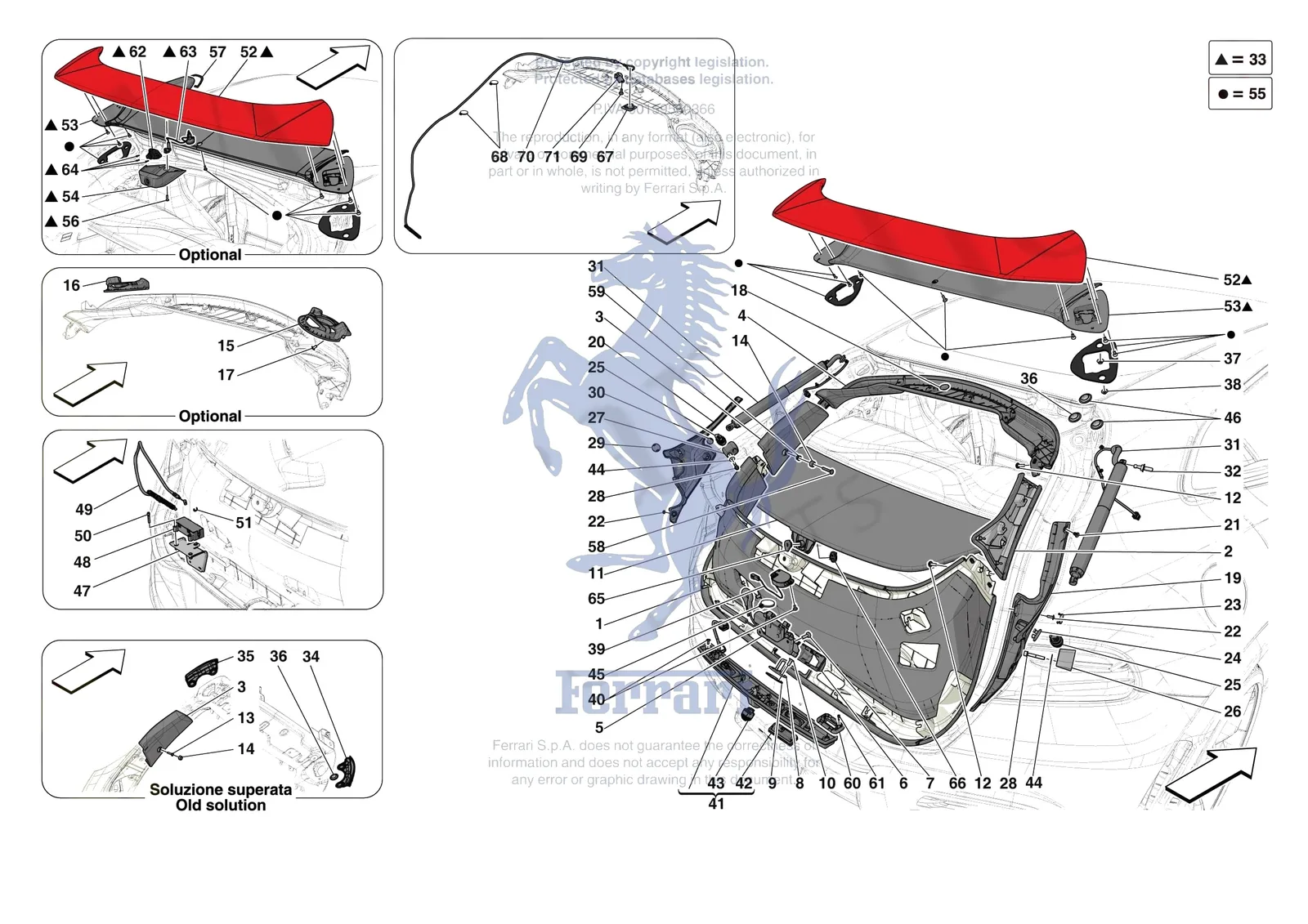 Ferrari Purosangue [VEHICLE TRIM] - E.36 - REAR LID TRIM exploded diagram