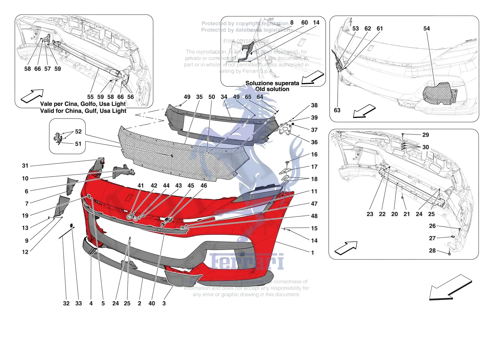 Ferrari Purosangue [VEHICLE TRIM] - E.40 - FRONT BUMPER exploded diagram