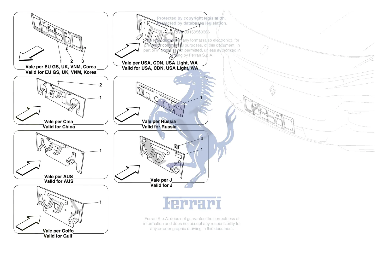 Ferrari Purosangue [VEHICLE TRIM] - E.41 - INSTALLING FRONT LICENSE PLATE exploded diagram
