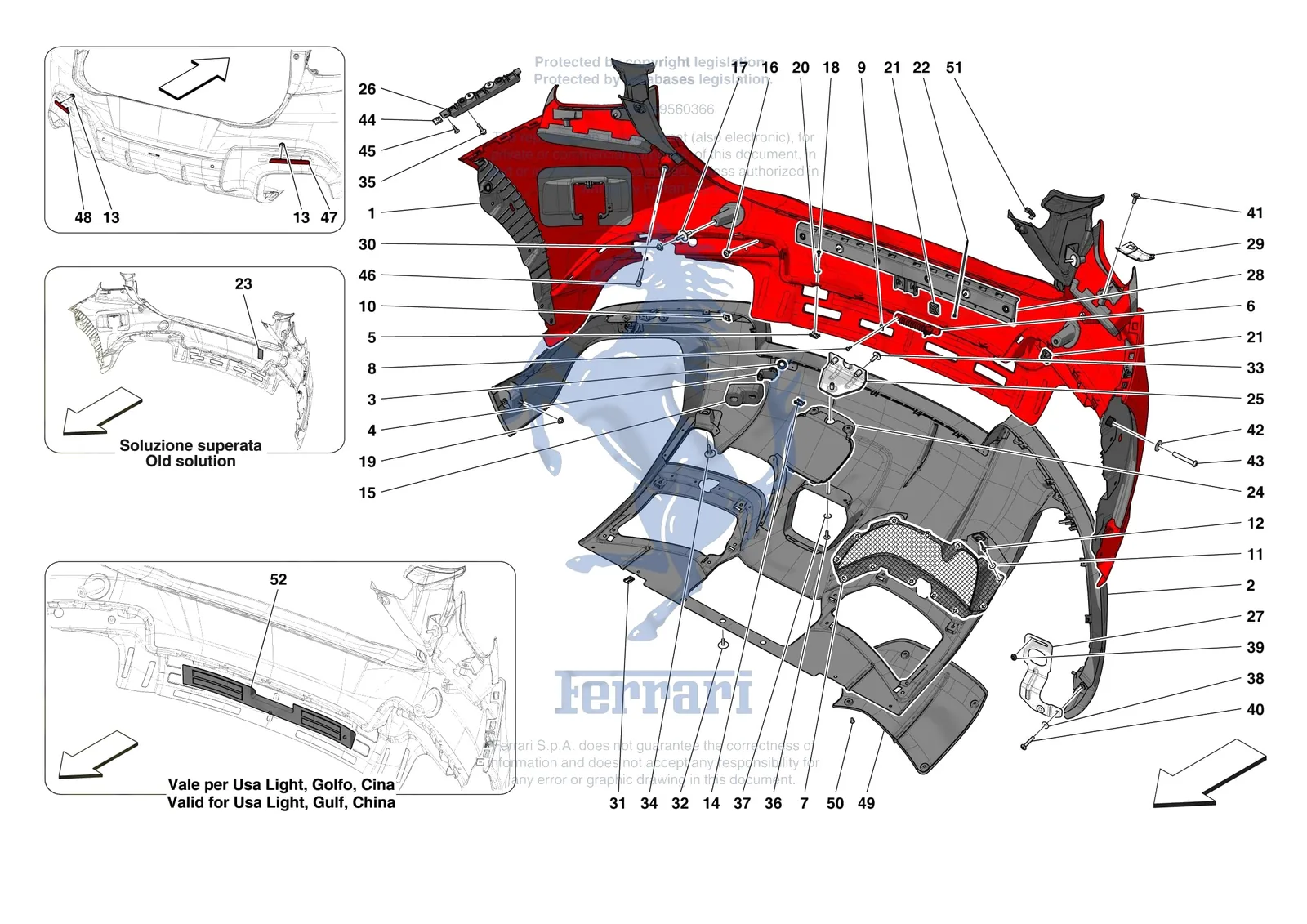 Ferrari Purosangue [VEHICLE TRIM] - E.42.01 - REAR BUMPER exploded diagram