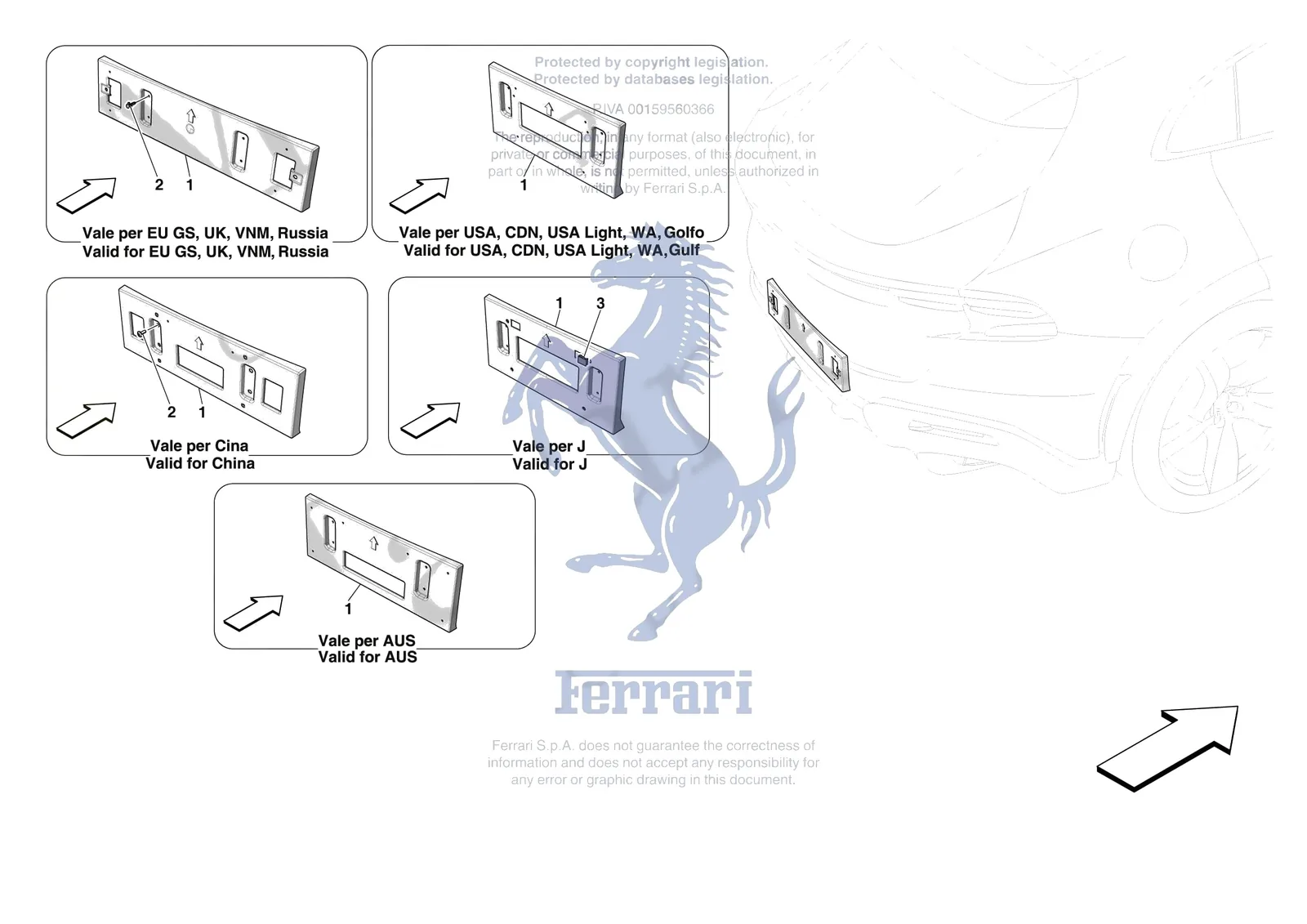 Ferrari Purosangue [VEHICLE TRIM] - E.43 - REAR LICENCE PLATE INSTALLATION exploded diagram