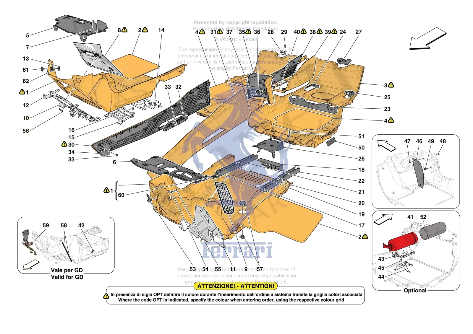 Ferrari Purosangue [VEHICLE TRIM] - E.44 - PASSENGER COMPARTMENT MATS exploded diagram