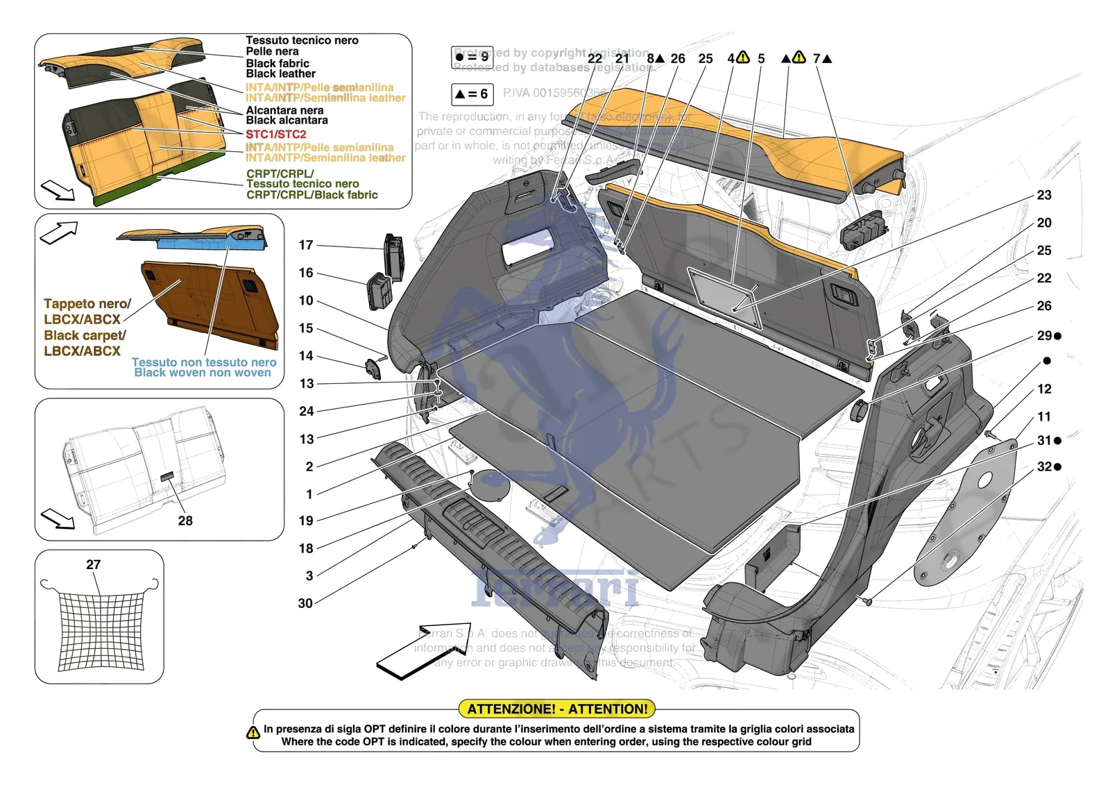 Ferrari Purosangue [VEHICLE TRIM] - E.45 - LUGGAGE COMPARTMENT MATS exploded diagram