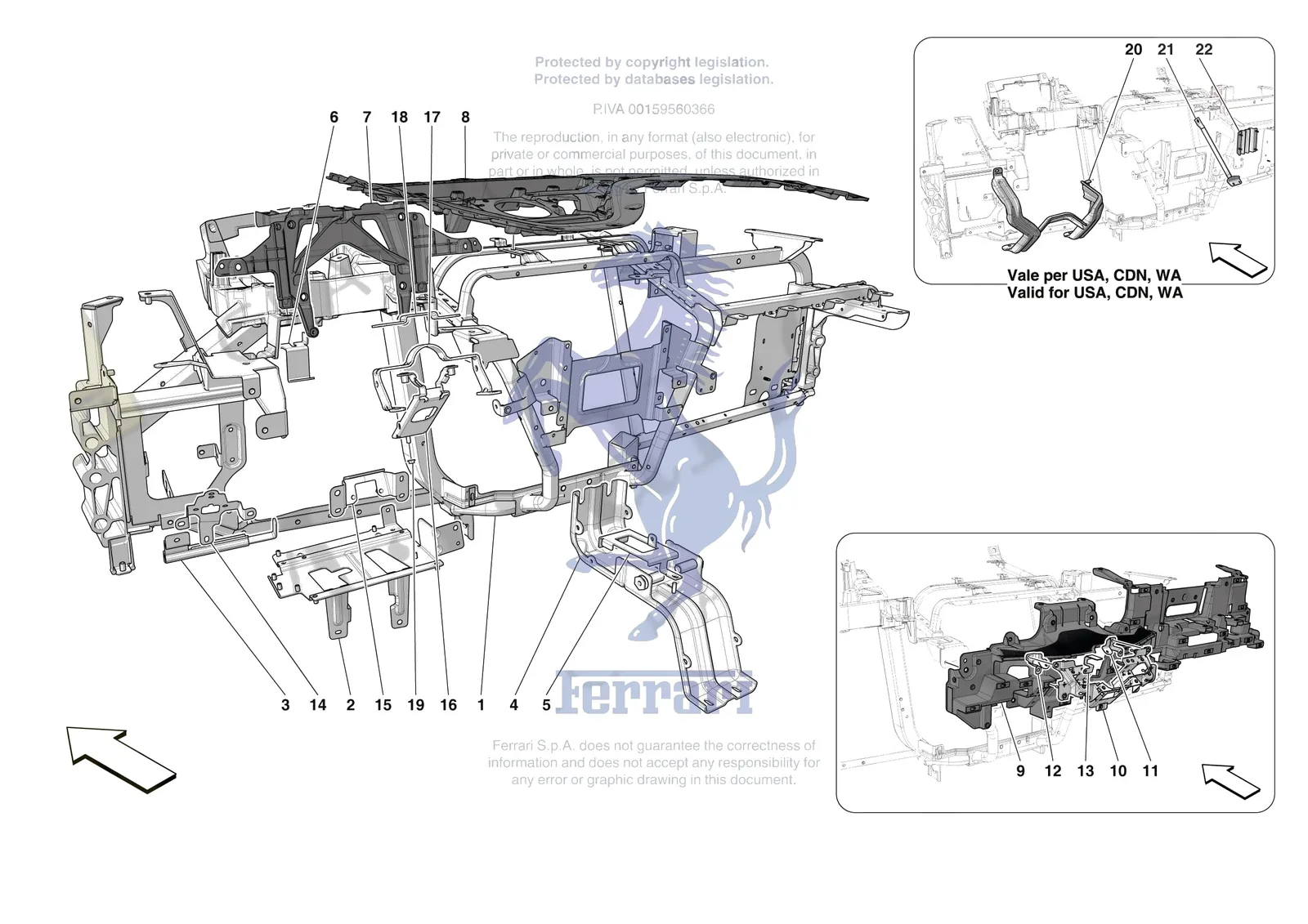 Ferrari Purosangue [VEHICLE TRIM] - E.47.01 - DASHBOARD - SUBSTRUCTURE -Not for RHD- exploded diagram