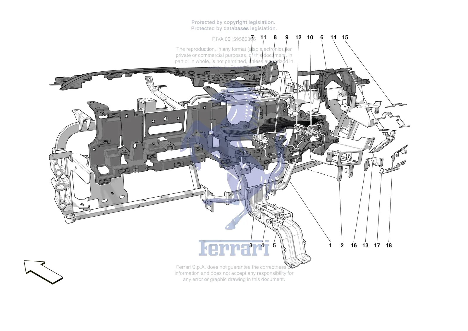 Ferrari Purosangue [VEHICLE TRIM] - E.47.02 - DASHBOARD - SUBSTRUCTURE -Applicable for RHD- exploded diagram