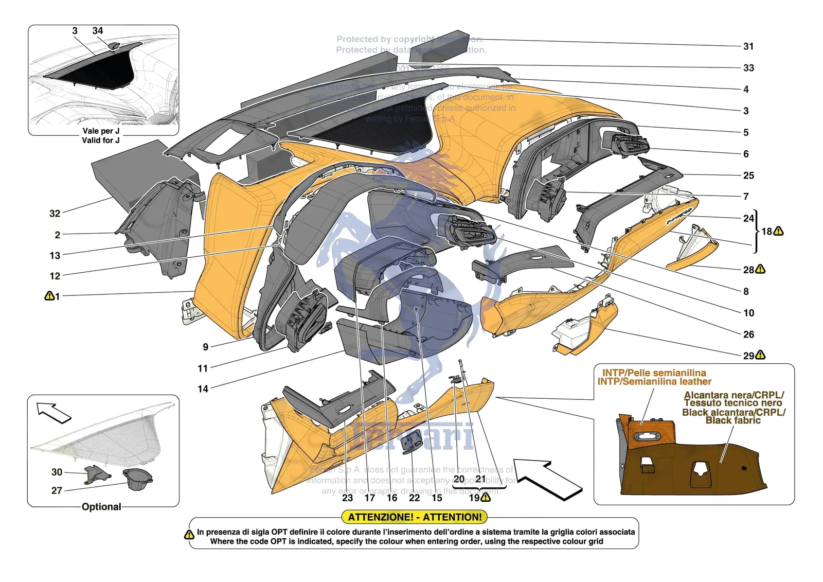 Ferrari Purosangue [VEHICLE TRIM] - E.47.03 - DASHBOARD - TRIM -Not for RHD- exploded diagram