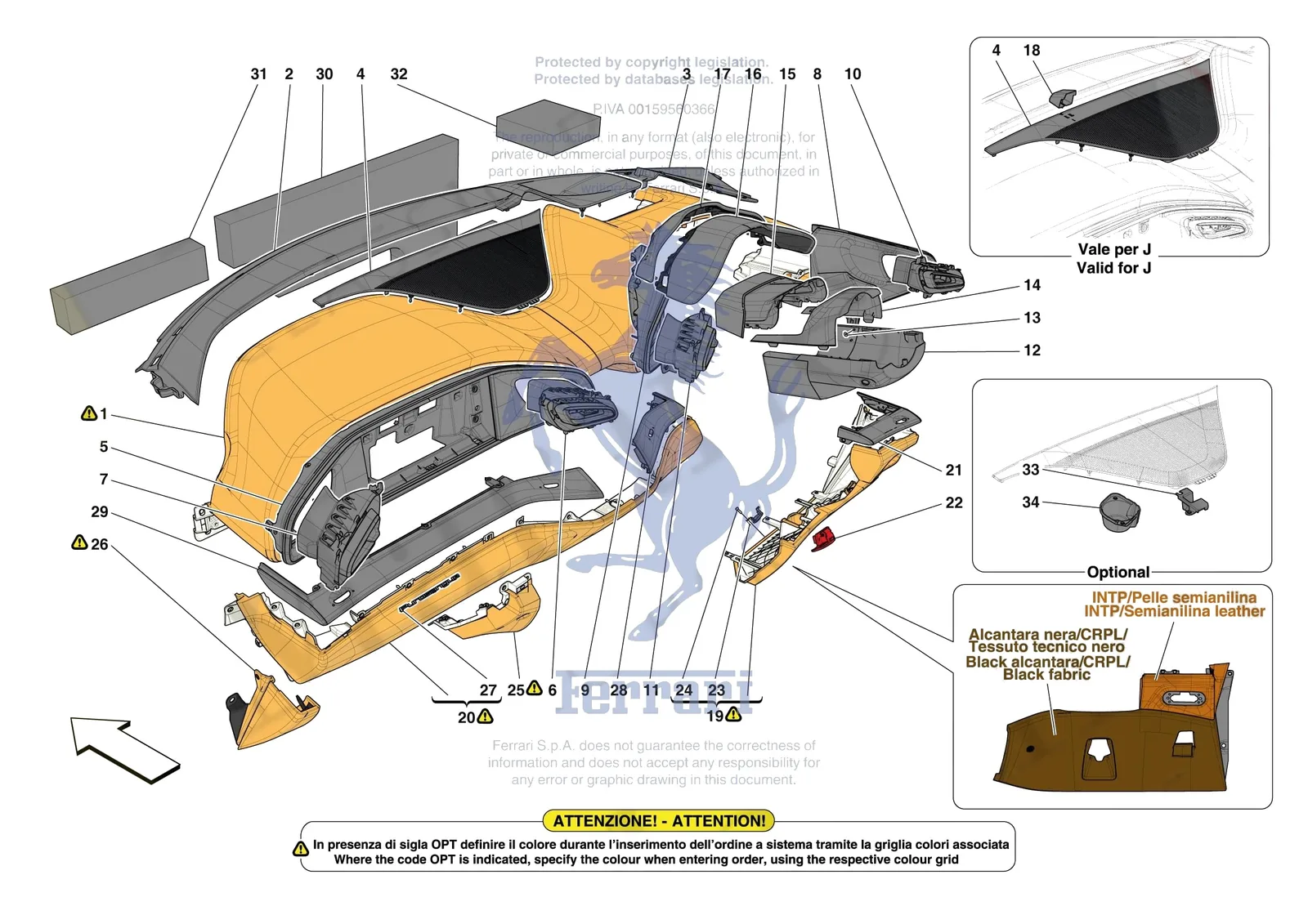 Ferrari Purosangue [VEHICLE TRIM] - E.47.04 - DASHBOARD - TRIM -Applicable for RHD- exploded diagram