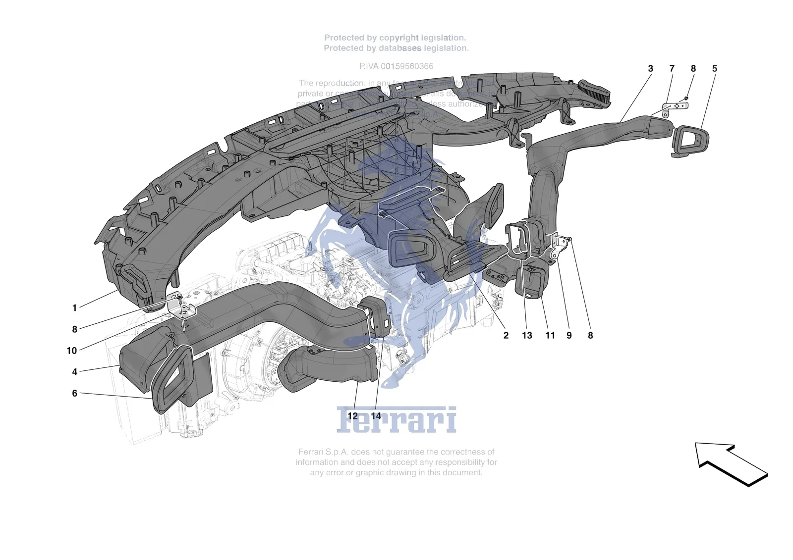Ferrari Purosangue [VEHICLE TRIM] - E.47.06 - DASHBOARD - DUCTS -Applicable for RHD- exploded diagram