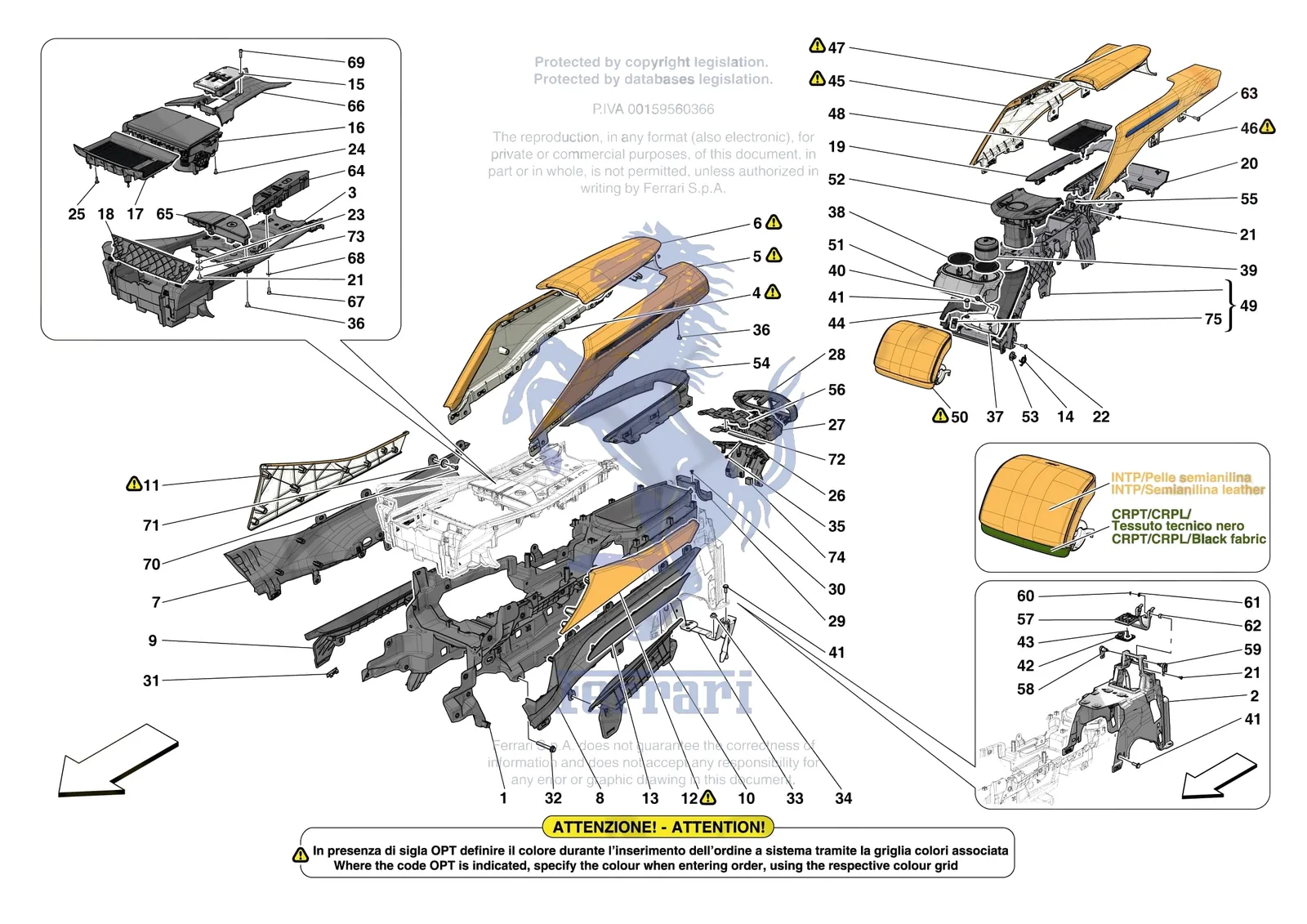 Ferrari Purosangue [VEHICLE TRIM] - E.48 - CENTRE TUNNEL AND CONSOLE exploded diagram