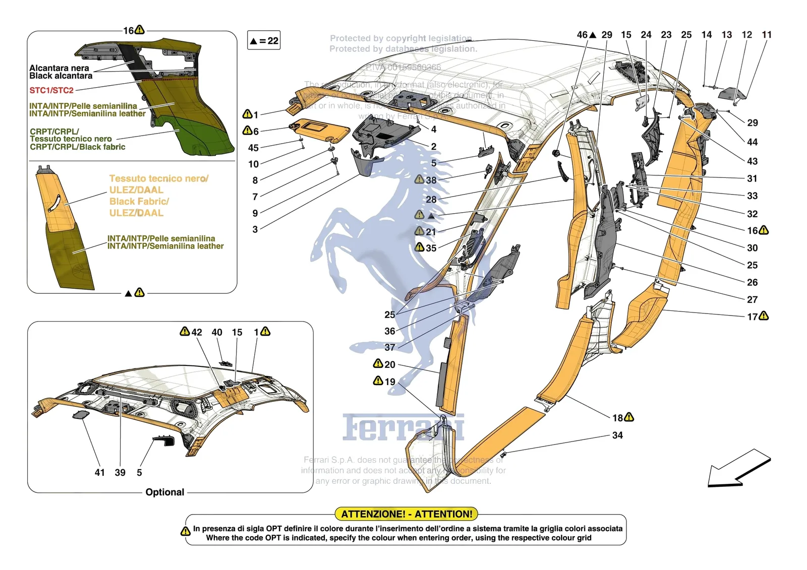 Ferrari Purosangue [VEHICLE TRIM] - E.49 - INNER TRIM (ABOVE BELTLINE) exploded diagram