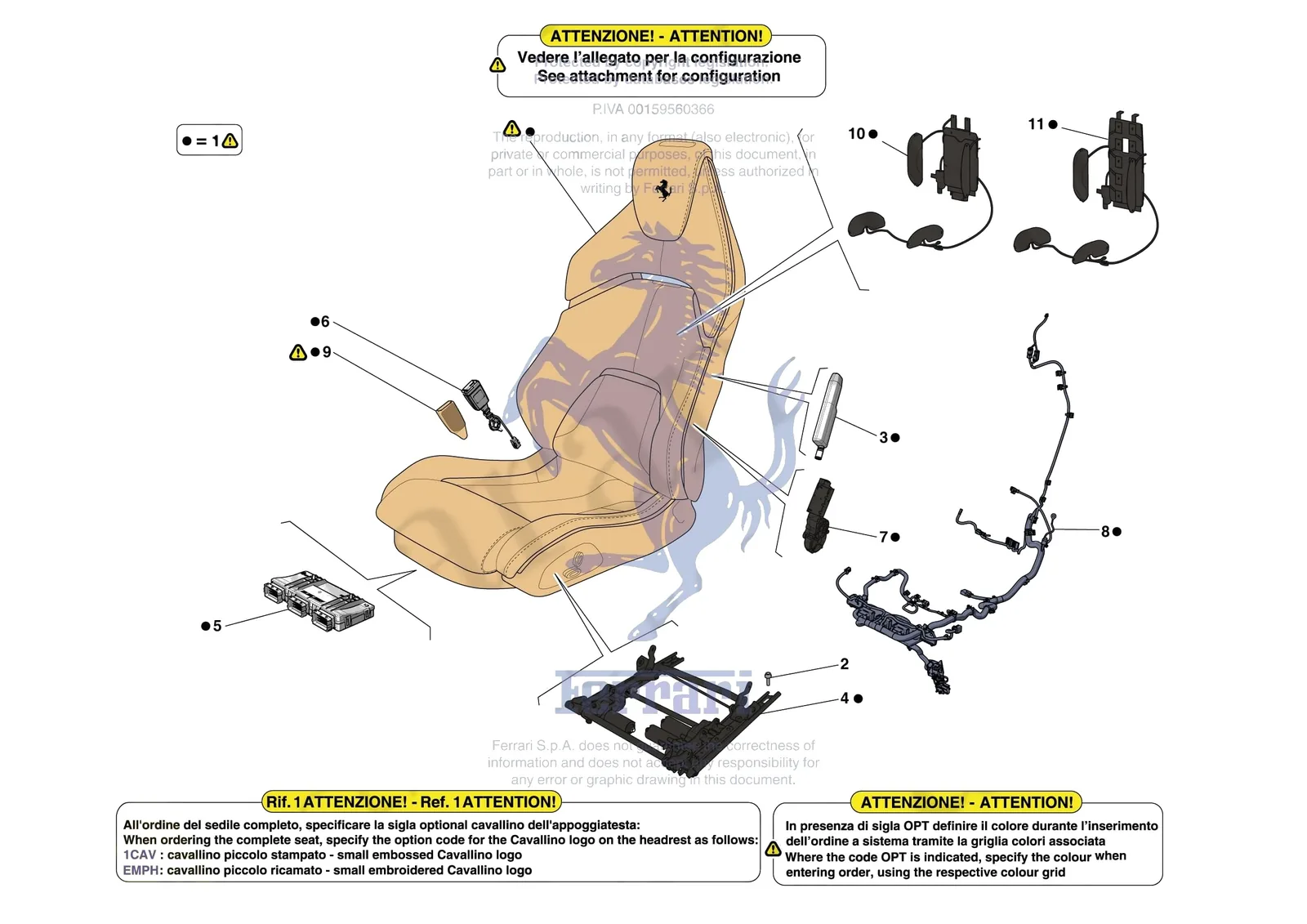 Ferrari Purosangue [VEHICLE TRIM] - E.51.01 - FRONT SEATS - SEATS AND GUIDES exploded diagram