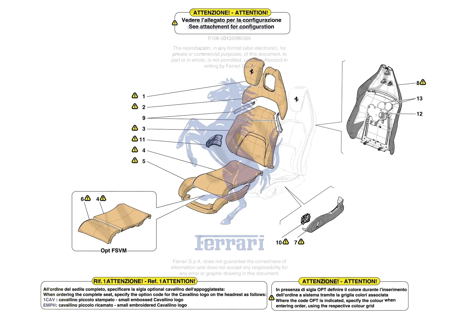Ferrari Purosangue [VEHICLE TRIM] - E.51.02 - FRONT SEATS - SEAT TRIMS exploded diagram
