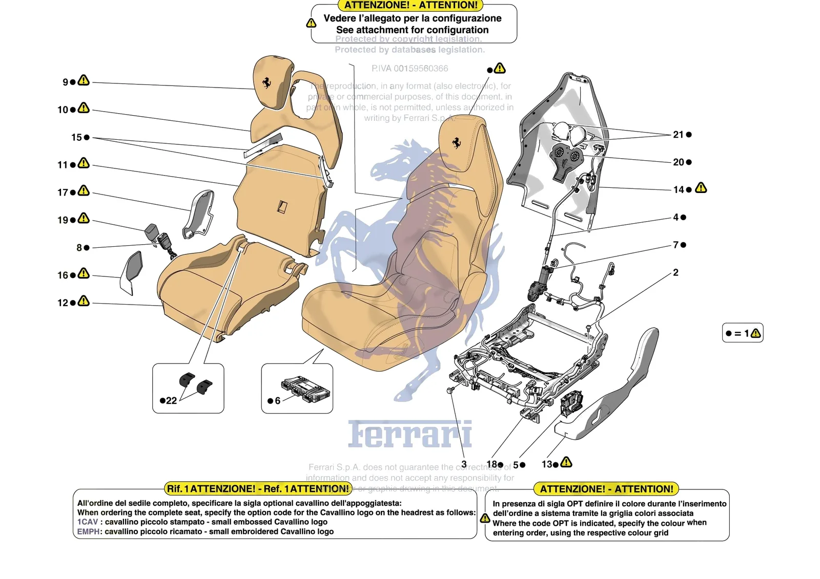 Ferrari Purosangue [VEHICLE TRIM] - E.52 - REAR SEATS exploded diagram