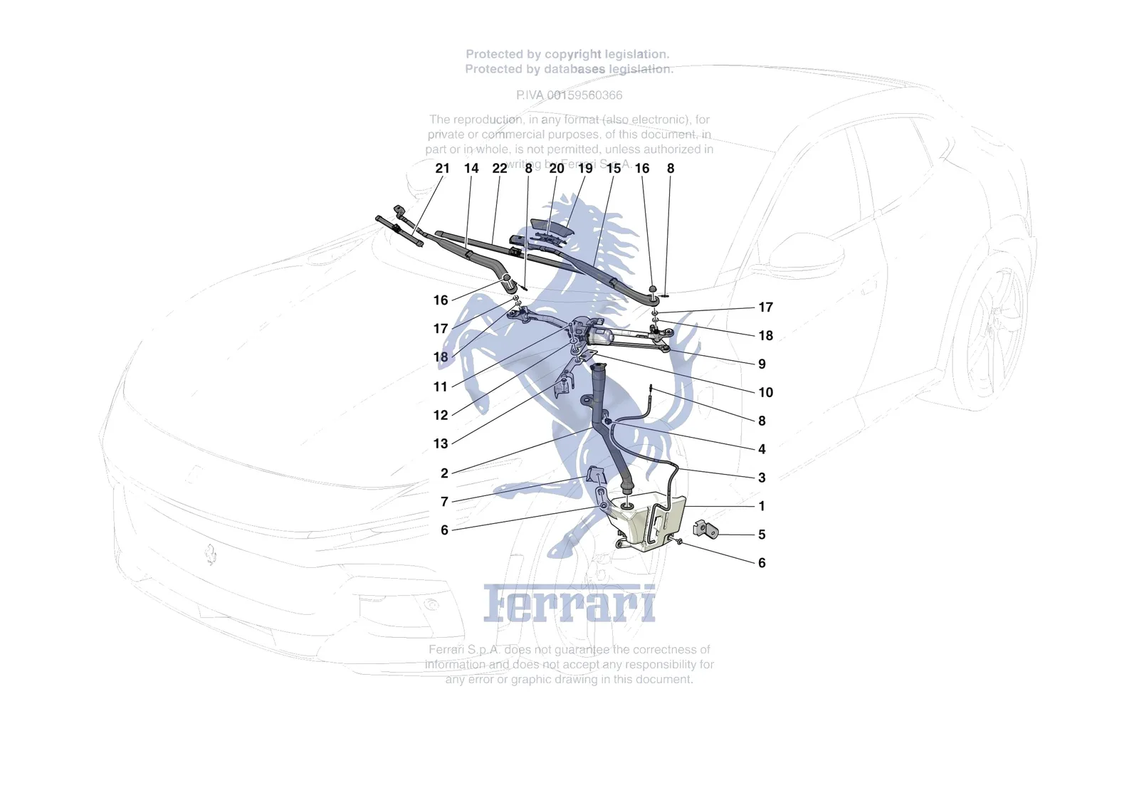 Ferrari Purosangue [VEHICLE TRIM] - E.55 - WIPERS AND HEADLAMP WASHERS exploded diagram