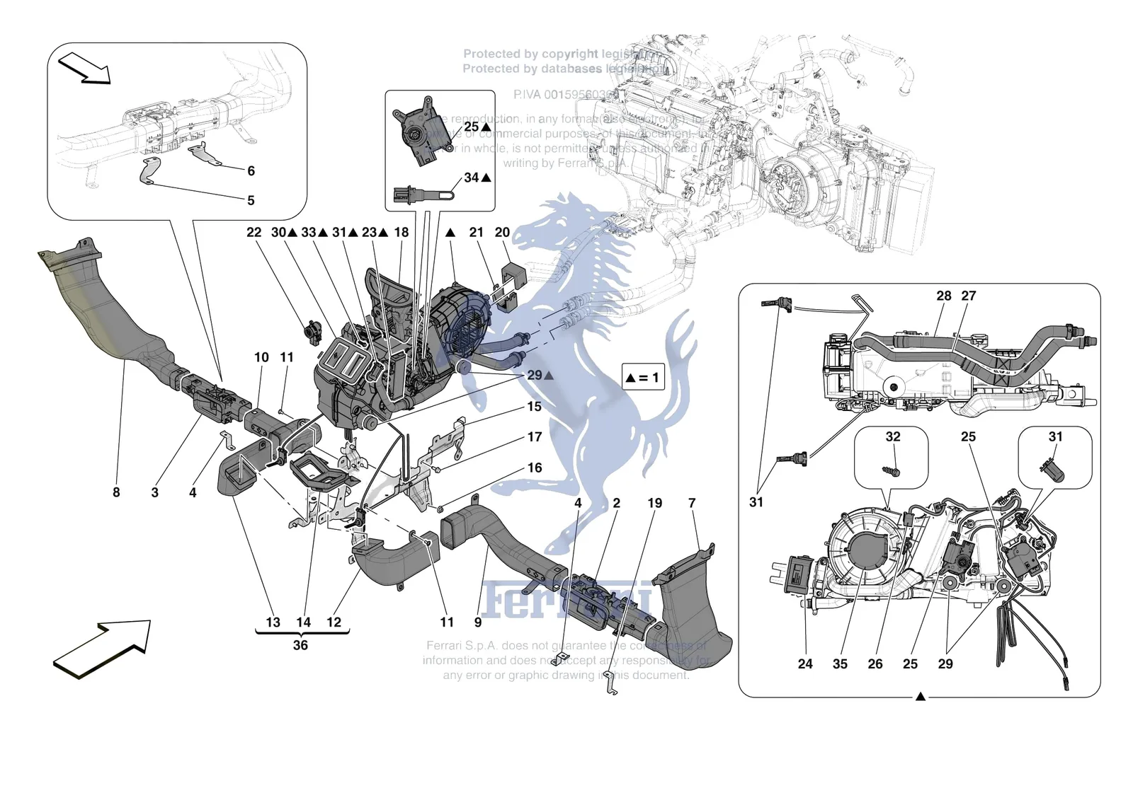 Ferrari Purosangue [VEHICLE TRIM] - E.57.02 - AIR CONDITIONING SYSTEM - REAR ZONE EVAPORATOR exploded diagram